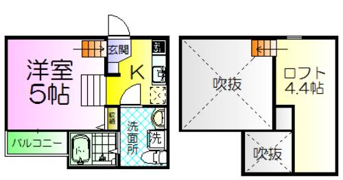 CASA DEL CANARIO(1K/1階)の間取り写真