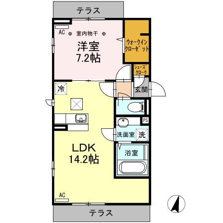 D-ROOM煌(1LDK/1階)の間取り写真