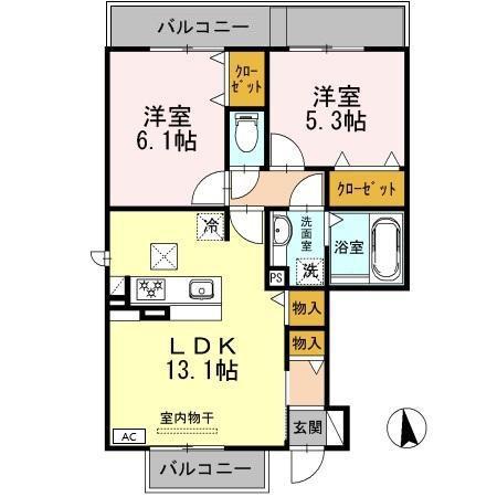 OHANA南陽 D棟(2LDK/1階)の間取り写真