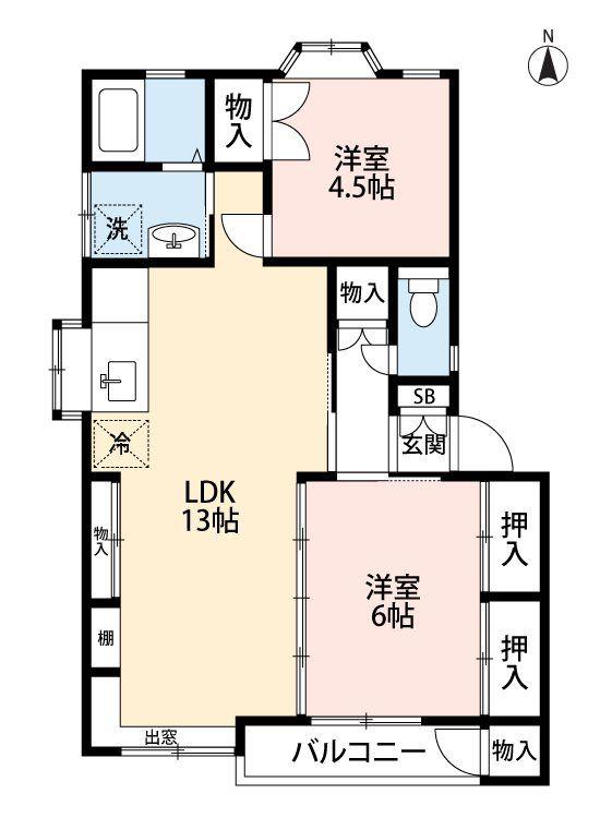 ヴェルテスサカイB(2LDK/2階)の間取り写真