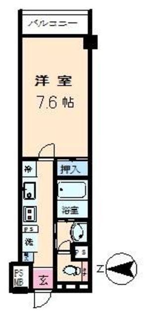喜多見ルームス(1K/1階)の間取り写真