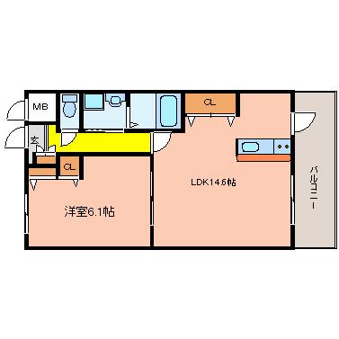 ミルキーウェイ八尾(1LDK/1階)の間取り写真