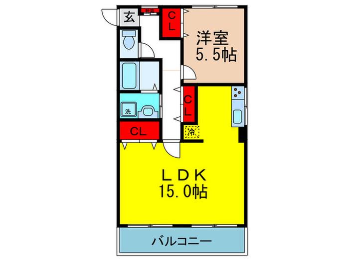 若竹マンション(1LDK/6階)の間取り写真