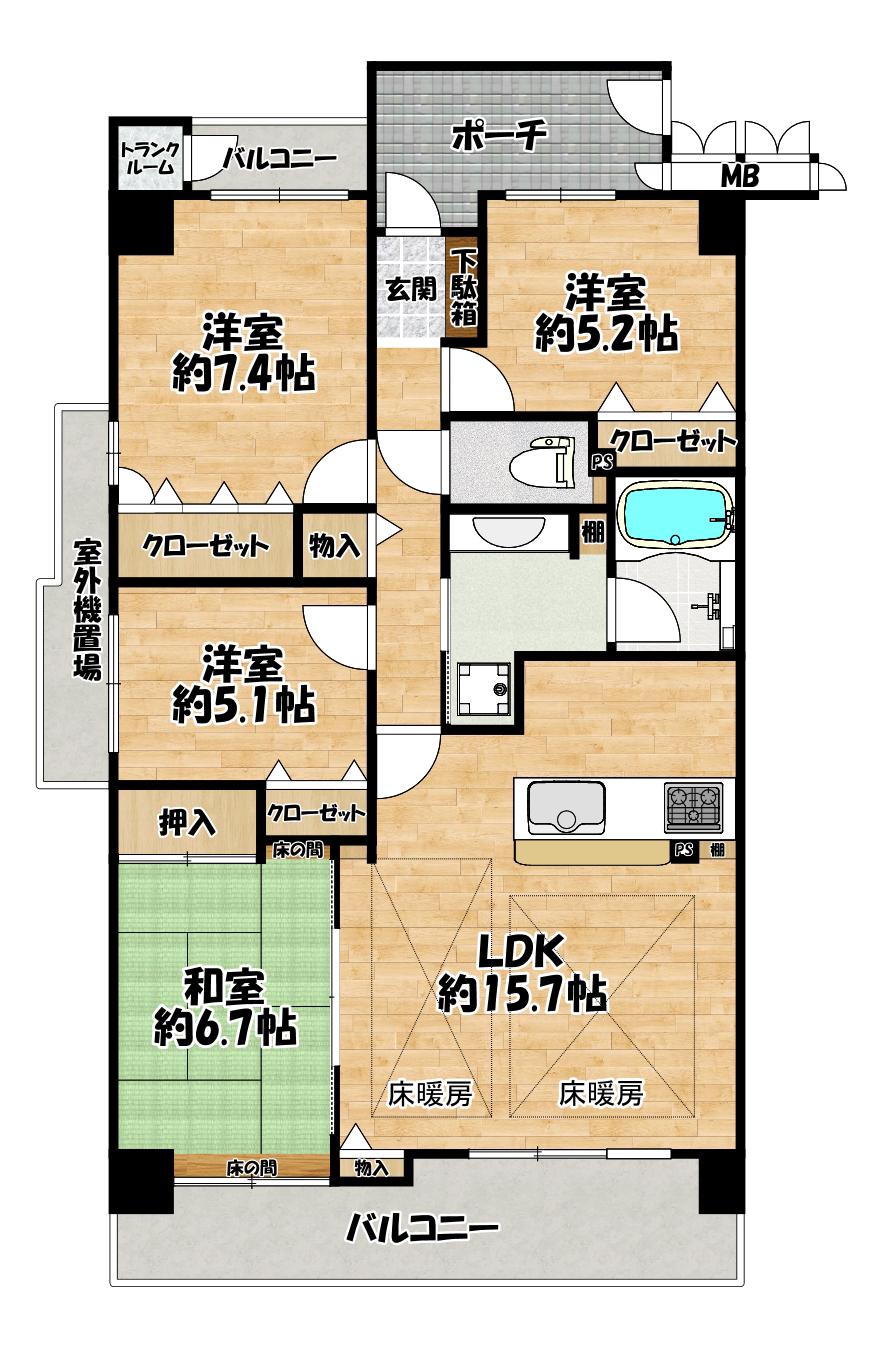 アスタピア新長田ステーションフラッツ(4LDK/4階)の間取り写真