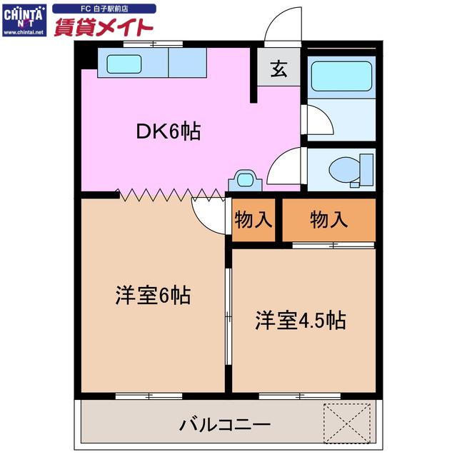 小野ビル(2DK/4階)の間取り写真