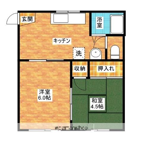 カーサMI(2DK/1階)の間取り写真