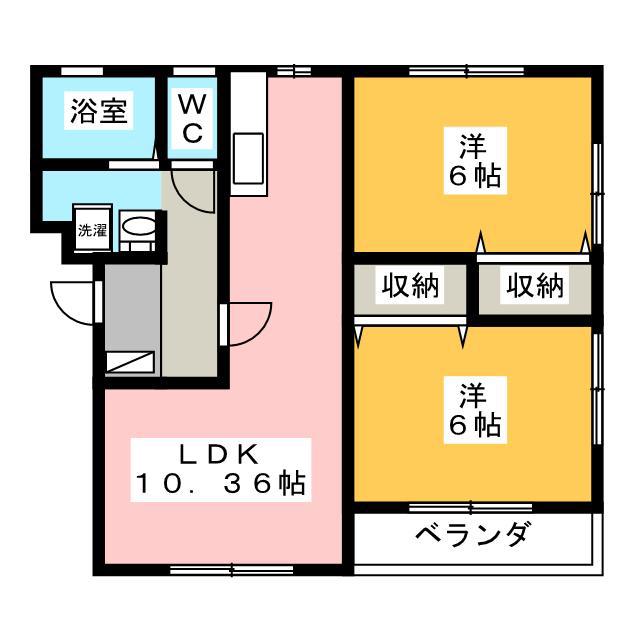 SUN FLOWER(2LDK/2階)の間取り写真