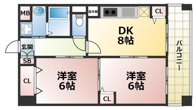 ヴィテロ緑橋(2DK/6階)の間取り写真