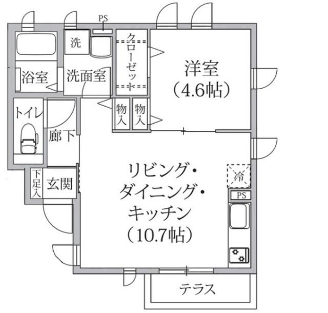 ARC奥沢B棟(1LDK/1階)の間取り写真