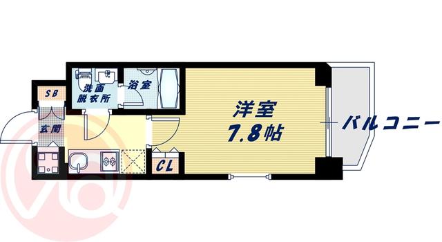 アーデン京町堀ウエスト(1K/6階)の間取り写真