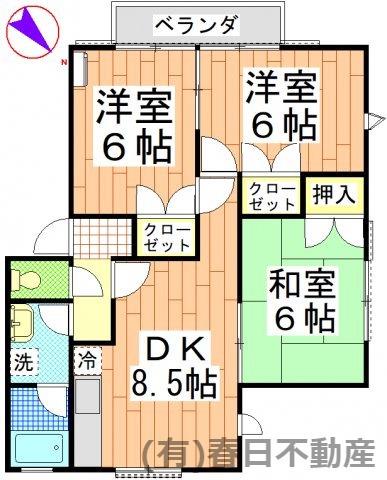 メゾン黒砂台B(3DK/1階)の間取り写真