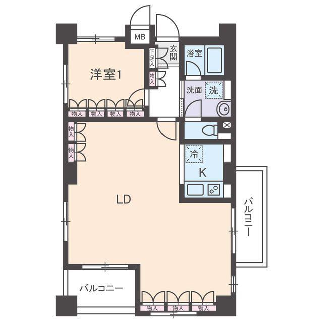 サングランパ(1LDK/3階)の間取り写真