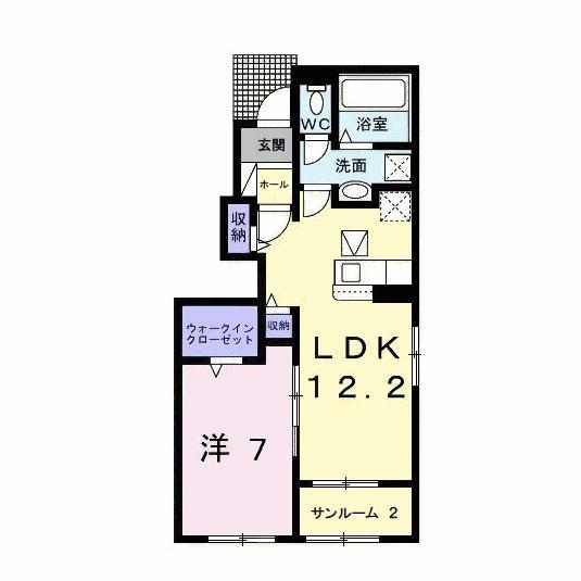 サンヴィレッジB(1LDK/1階)の間取り写真