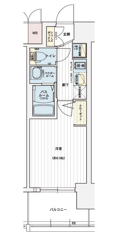 エステムコート名古屋黒川シャルマン(1K/6階)の間取り写真