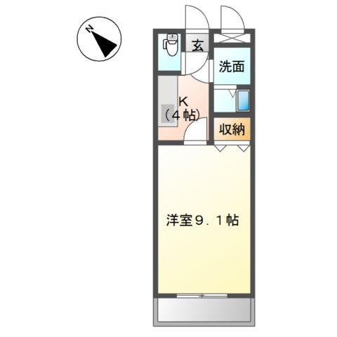 CONFORT TWO(1K/2階)の間取り写真