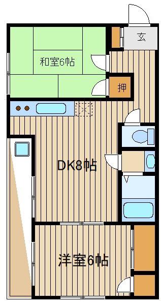 グリーンヒルズ(2DK/2階)の間取り写真