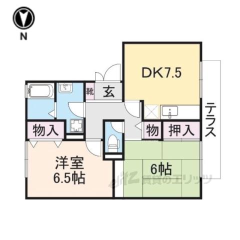 グリーンハウス新伊丹(2DK/1階)の間取り写真