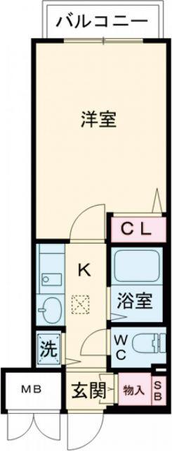 ディナスティ神戸元町通(1K/3階)の間取り写真