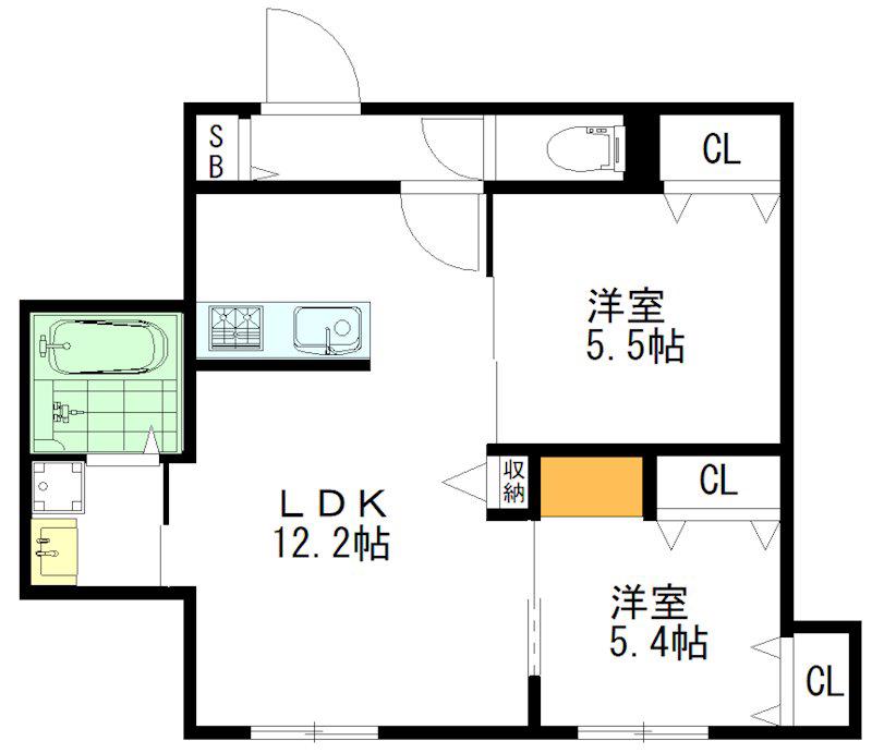 MAISON DU SOUFFLE(2LDK/1階)の間取り写真