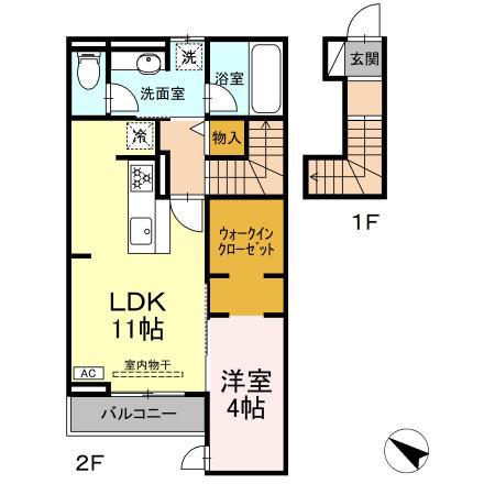 コンシェール草薙(1LDK/2階)の間取り写真