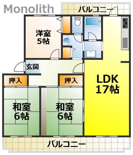 泉北城山台2丁11号棟(3LDK/3階)の間取り写真