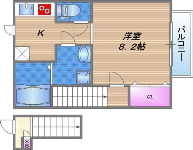 MAISON A-ONE(1K/2階)の間取り写真