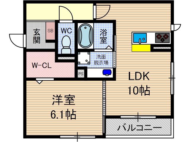 ラヴィベール(1LDK/3階)の間取り写真