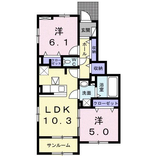 ニューライフ21 C(2LDK/1階)の間取り写真