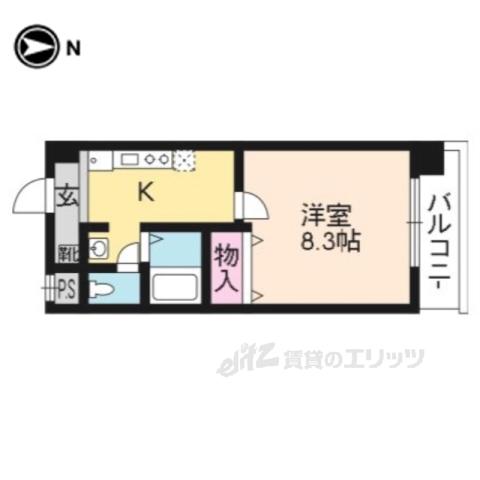 ハウスセゾン四条通(1K/3階)の間取り写真