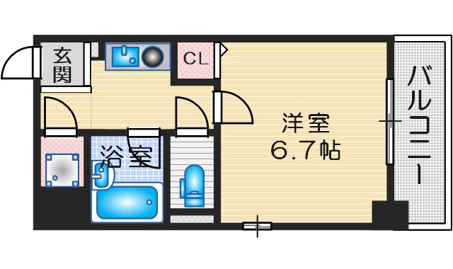 サンイースト江坂(ワンルーム/5階)の間取り写真