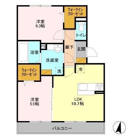 シャルムHAII(2LDK/3階)の間取り写真