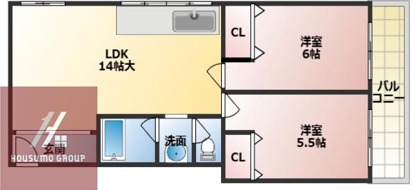 倉本ビル(2LDK/3階)の間取り写真