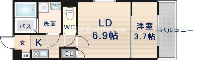 クレスト高安(1LDK/2階)の間取り写真
