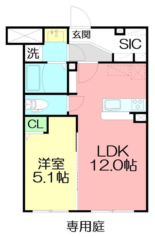 パーク喜平(1LDK/1階)の間取り写真