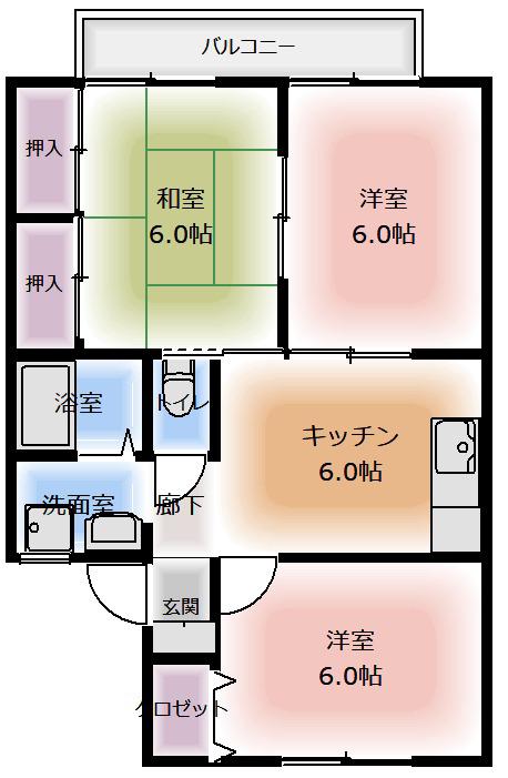 セジュールA&Y(3DK/2階)の間取り写真