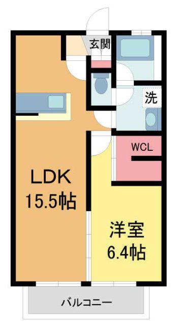 ガーデンハウス宝塚A棟(1LDK/1階)の間取り写真