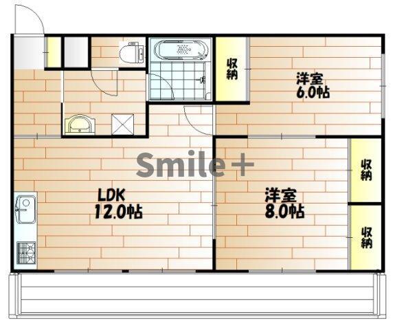 佳月堂マンション(2LDK/3階)の間取り写真