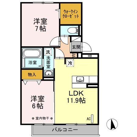 ウィル A(2LDK/3階)の間取り写真