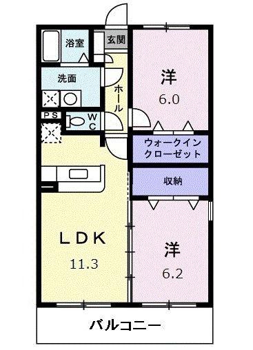 ジュネスII(2LDK/1階)の間取り写真
