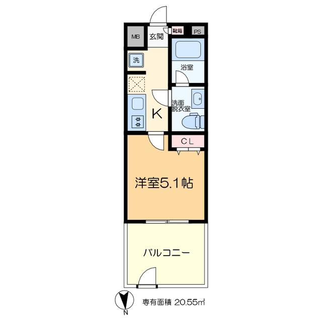 AZEST金町(1K/1階)の間取り写真