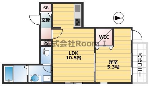 ヴィエント福善(1LDK/4階)の間取り写真