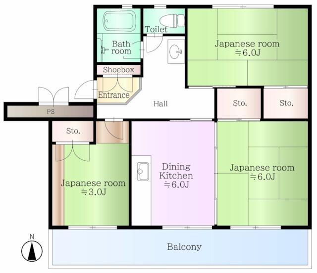 東高森団地10号棟(3DK/5階)の間取り写真