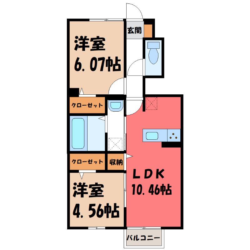 DINO B(2LDK/1階)の間取り写真