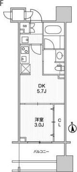 TOPAZ本厚木(1DK/13階)の間取り写真
