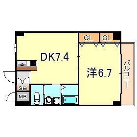 グランシャリオⅡ(1DK/4階)の間取り写真