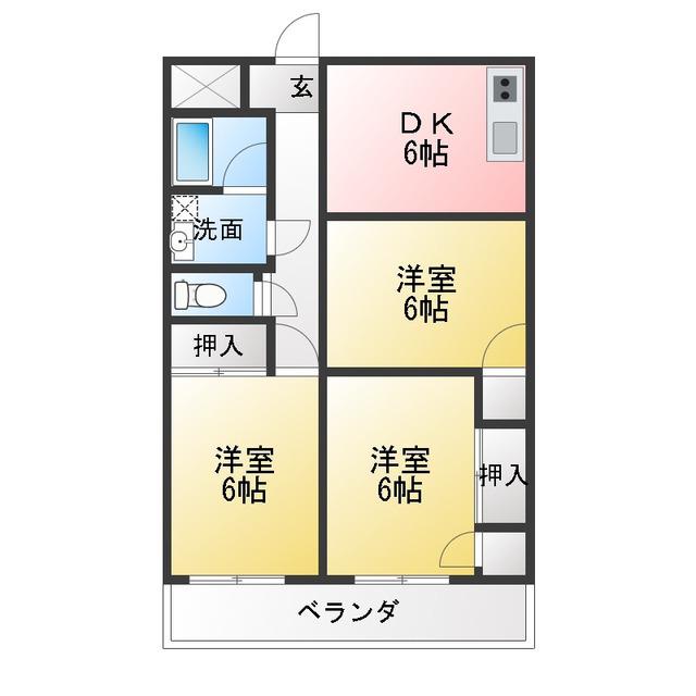 月見野館(3DK/2階)の間取り写真