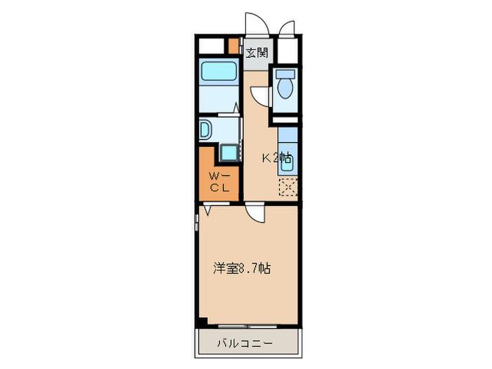 シーブラウン(1K/3階)の間取り写真