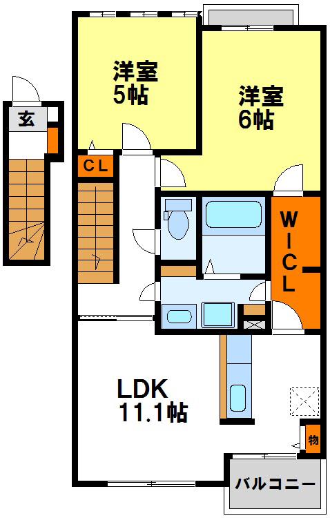 エムフィオーレ(2LDK/2階)の間取り写真