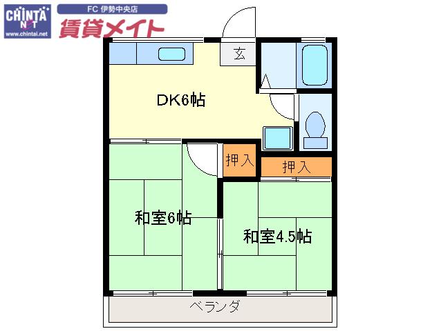 コーポモミヤマ(2DK/1階)の間取り写真