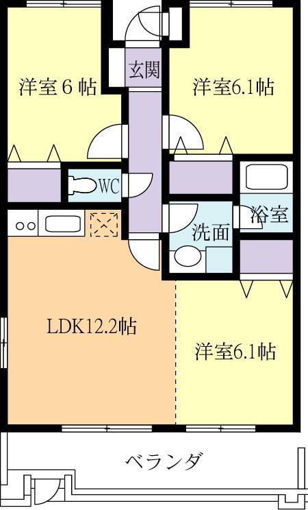 ヴェルドミール(3LDK/3階)の間取り写真